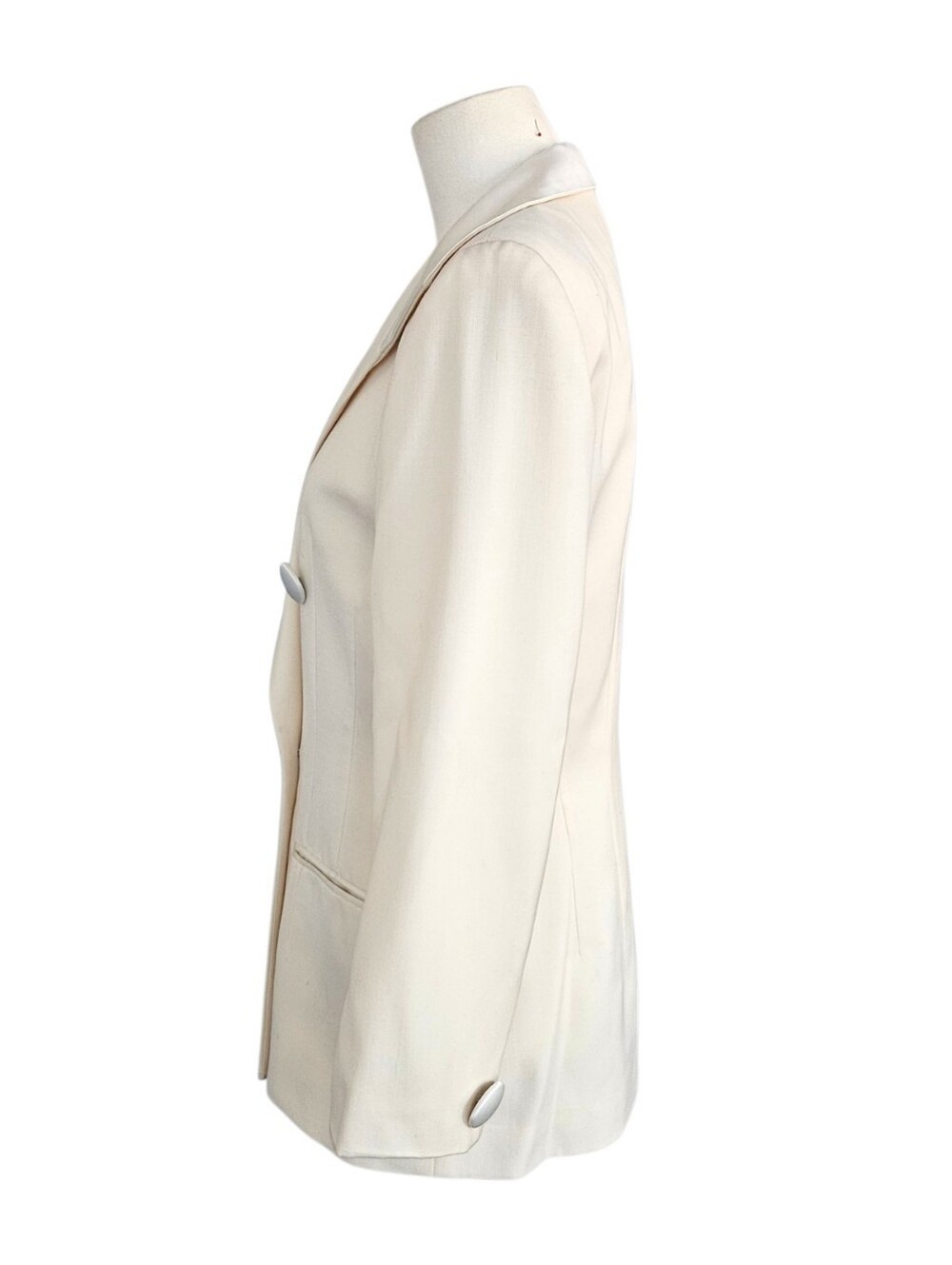 Christian Dior Ivory Double Breasted Blazer Silk Wool Vintage USA Size 10 - Picture 3 of 13